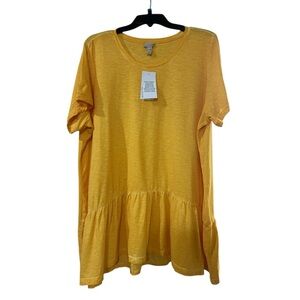 NWT LOGO by Lori Goldstein Yellow Peplum Tunic